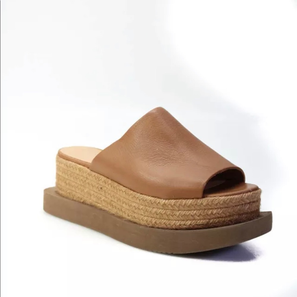 Paloma Barcelo Catatumbo Sandal Sandalo in Napa Camel Color Platform Leather